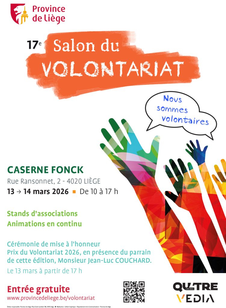 Affiche du Salon du Volontariat 2026 à Liège.