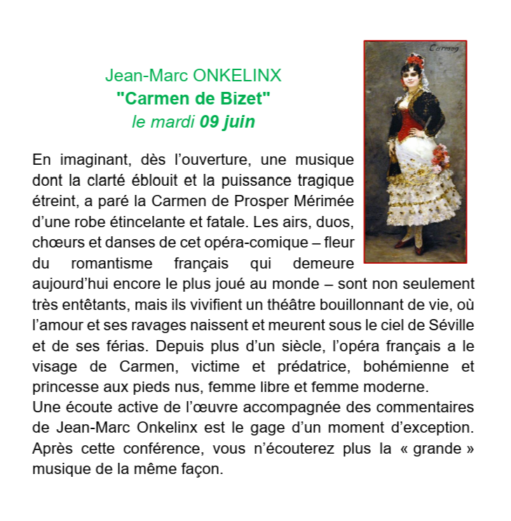 Conférence : "Carmen de Bizet" de Jean-Marc Onkelinx