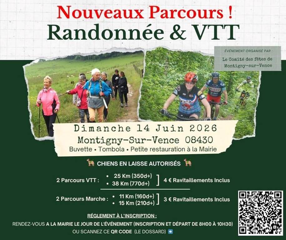 Randonnée VTT et pédestre à Montigny sur Vence