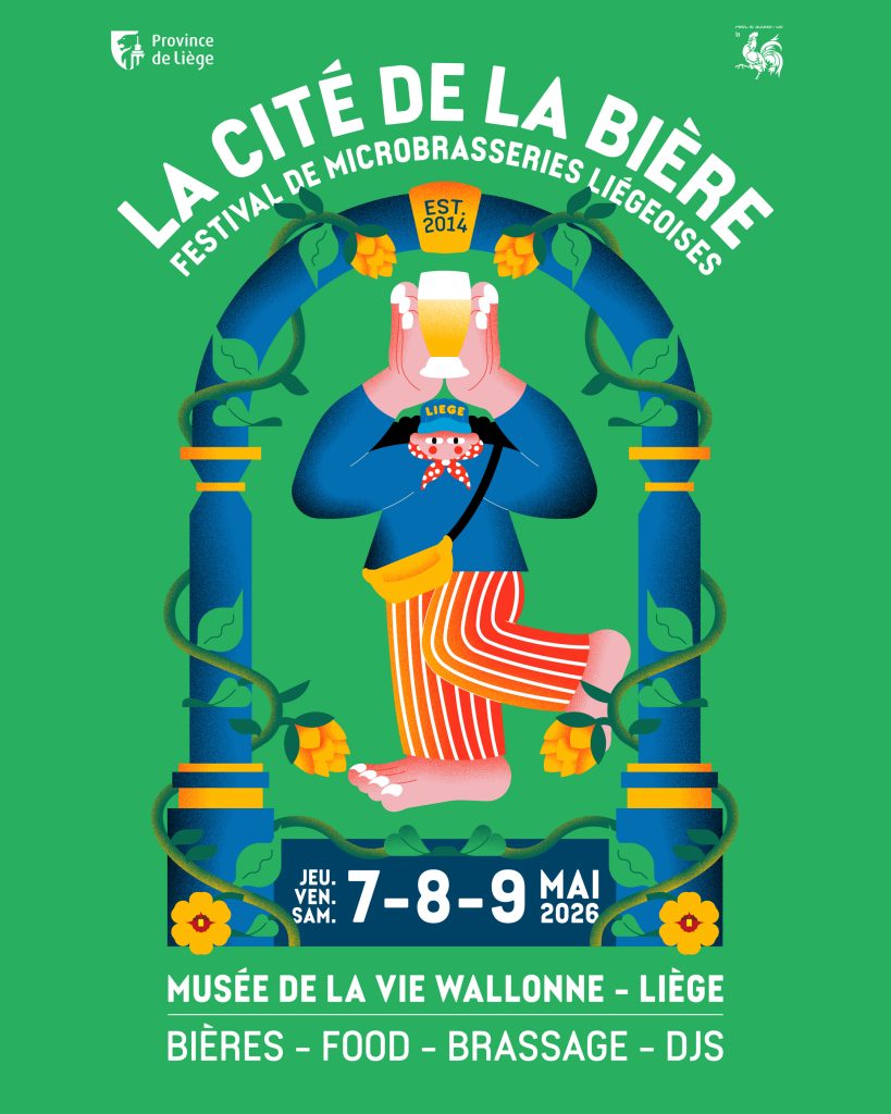 Affiche de l'événement "La Cité de la Bière" au Musée de la Vie wallonne.