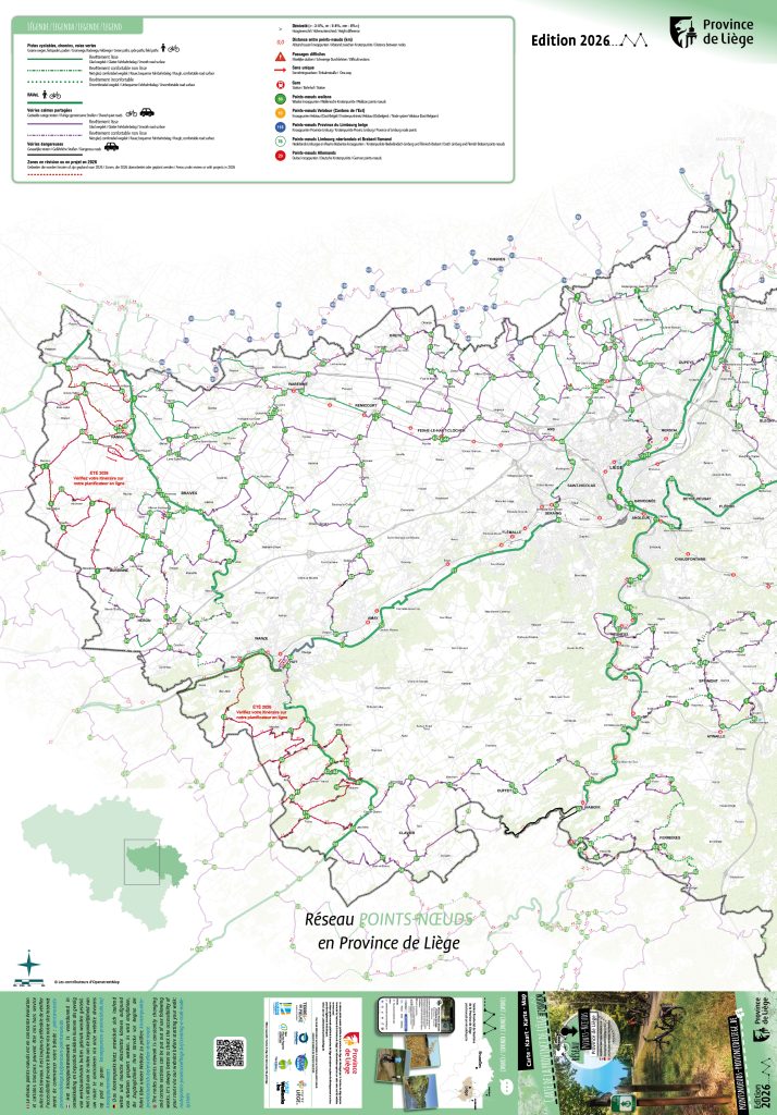 Carte - Réseau Vélotourisme points-nœuds Province de Liège - Recto © Province de Liège.
