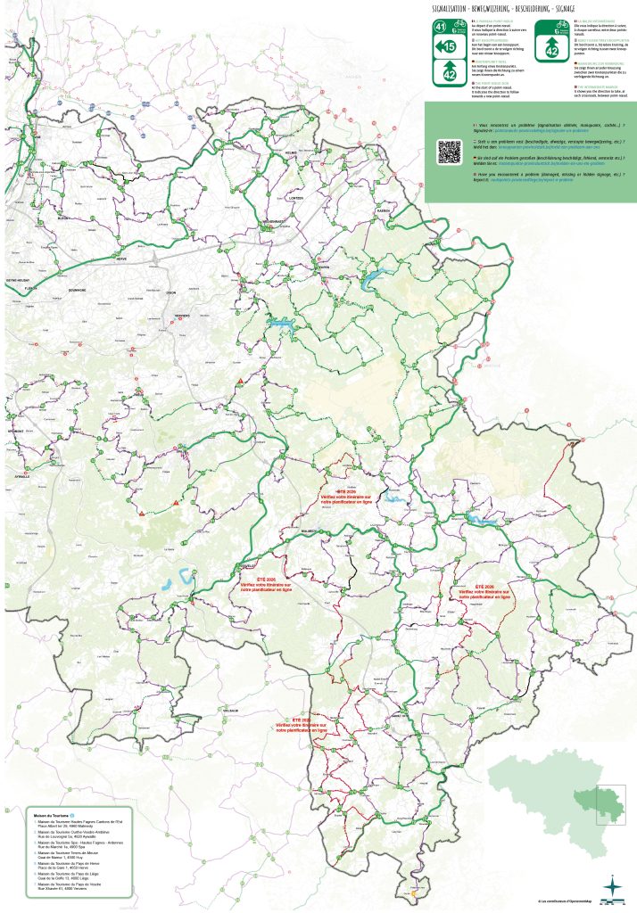 Carte - Réseau Vélotourisme points-nœuds Province de Liège - Verso © Province de Liège.