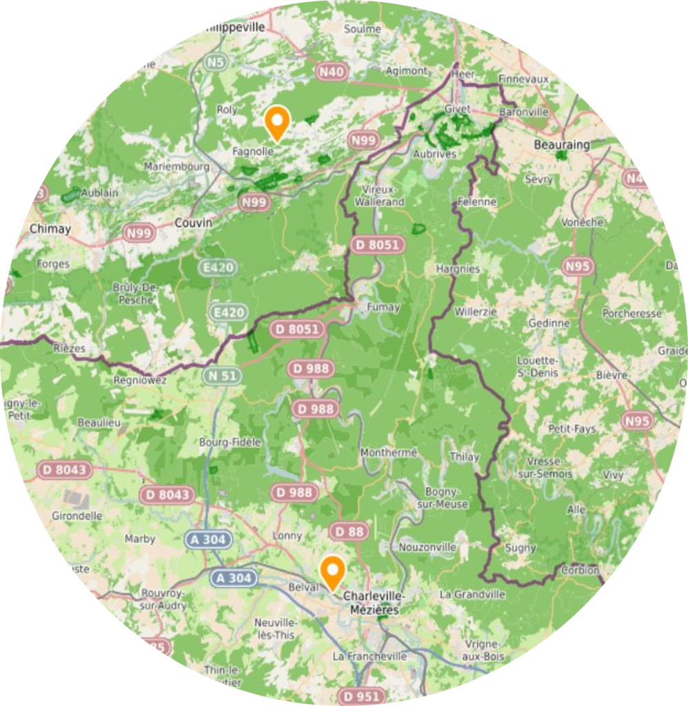 Carte avec les sites qui sont valorisés dans le cadre du projet REMI.