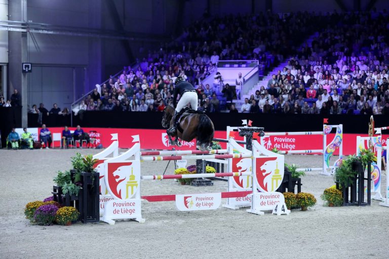Epreuve du saut d'obstacles lors du Jumping International de la Province de Liège.