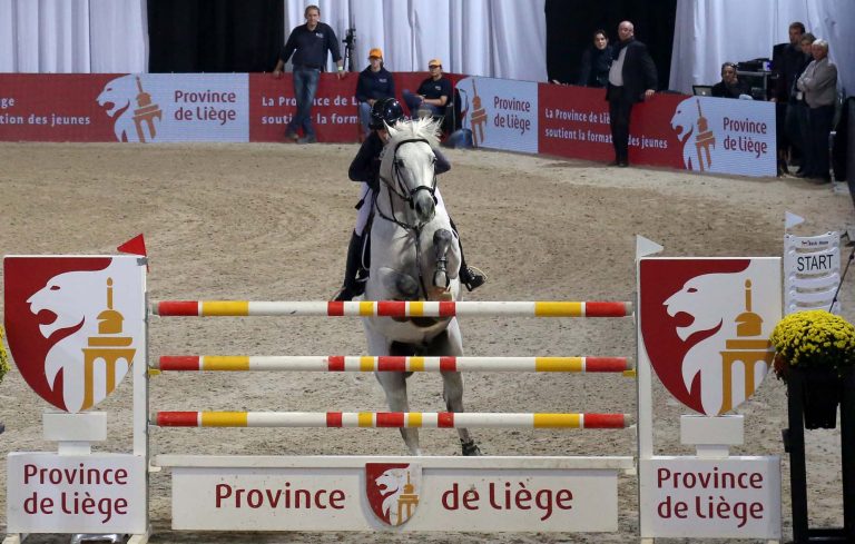 Epreuve du saut d'obstacles lors du Jumping International de la Province de Liège.