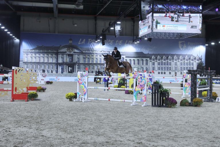 Epreuve du saut d'obstacles lors du Jumping International de la Province de Liège.