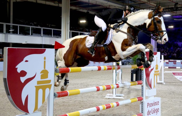 Epreuve du saut d'obstacles lors du Jumping International de la Province de Liège.